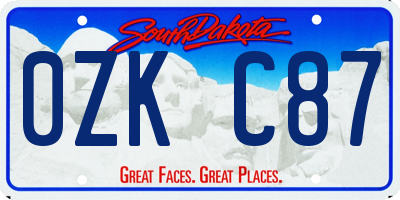 SD license plate 0ZKC87