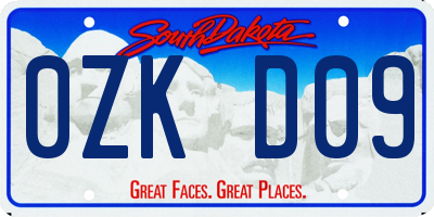 SD license plate 0ZKD09