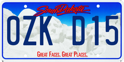 SD license plate 0ZKD15