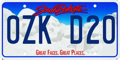 SD license plate 0ZKD20