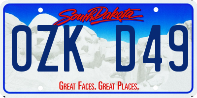 SD license plate 0ZKD49