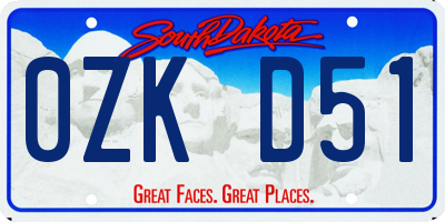 SD license plate 0ZKD51