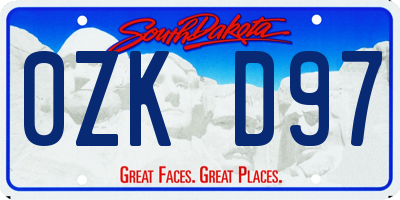 SD license plate 0ZKD97