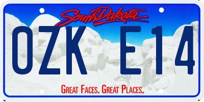 SD license plate 0ZKE14
