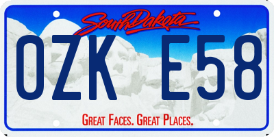 SD license plate 0ZKE58