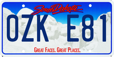 SD license plate 0ZKE81