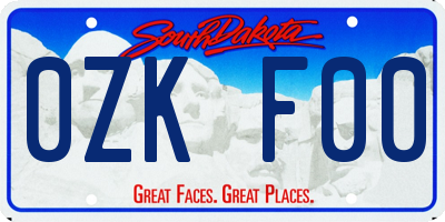 SD license plate 0ZKF00