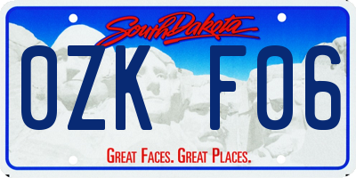 SD license plate 0ZKF06