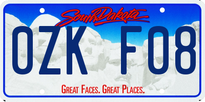 SD license plate 0ZKF08