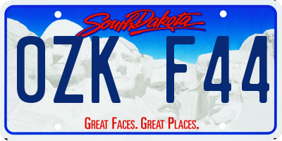 SD license plate 0ZKF44