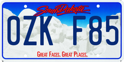 SD license plate 0ZKF85