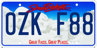 SD license plate 0ZKF88