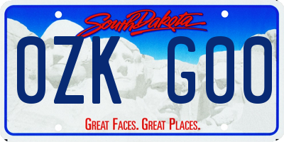 SD license plate 0ZKG00