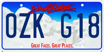 SD license plate 0ZKG18