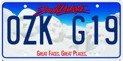 SD license plate 0ZKG19