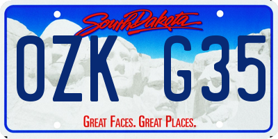 SD license plate 0ZKG35