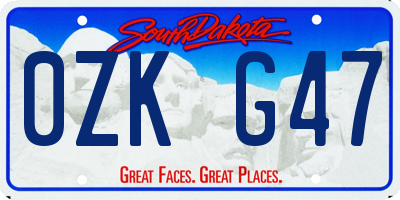 SD license plate 0ZKG47
