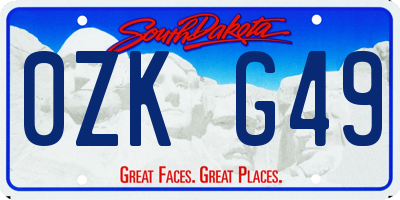 SD license plate 0ZKG49
