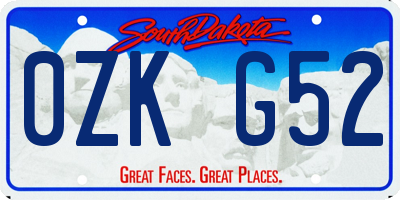 SD license plate 0ZKG52