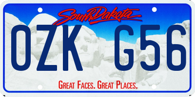 SD license plate 0ZKG56