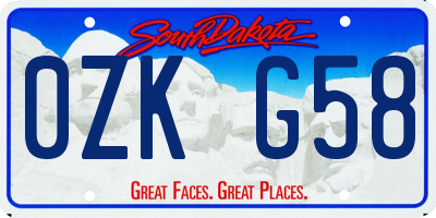 SD license plate 0ZKG58