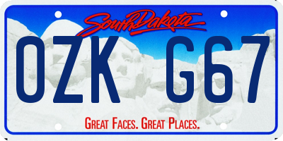SD license plate 0ZKG67