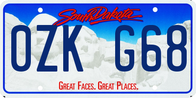 SD license plate 0ZKG68