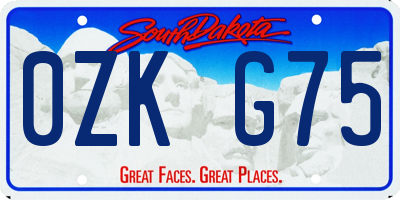 SD license plate 0ZKG75