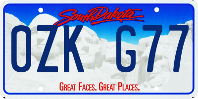 SD license plate 0ZKG77
