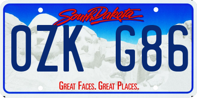 SD license plate 0ZKG86