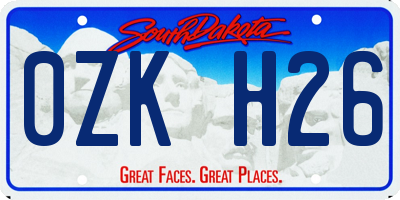 SD license plate 0ZKH26