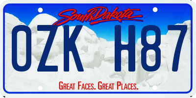 SD license plate 0ZKH87