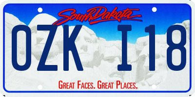 SD license plate 0ZKI18