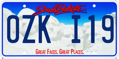 SD license plate 0ZKI19