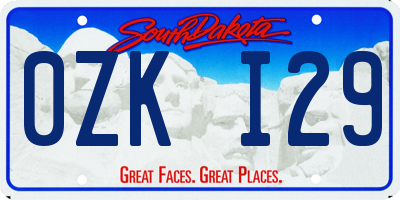 SD license plate 0ZKI29
