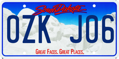 SD license plate 0ZKJ06