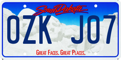 SD license plate 0ZKJ07