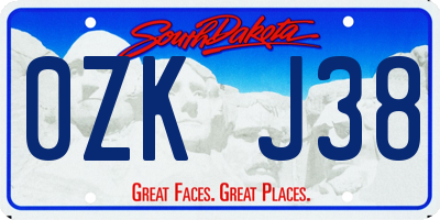 SD license plate 0ZKJ38