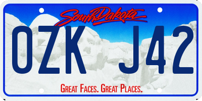 SD license plate 0ZKJ42