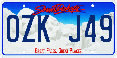SD license plate 0ZKJ49