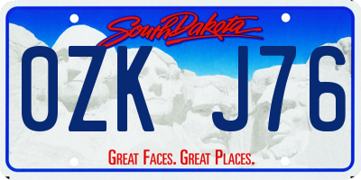 SD license plate 0ZKJ76