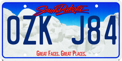 SD license plate 0ZKJ84