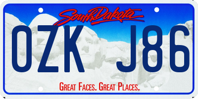 SD license plate 0ZKJ86