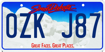 SD license plate 0ZKJ87