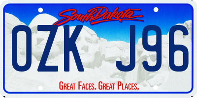 SD license plate 0ZKJ96