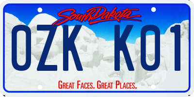 SD license plate 0ZKK01