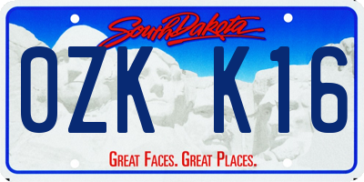 SD license plate 0ZKK16