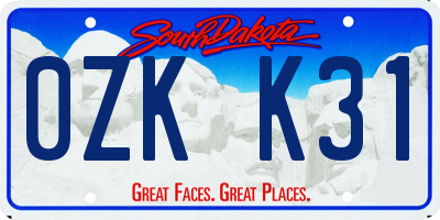 SD license plate 0ZKK31