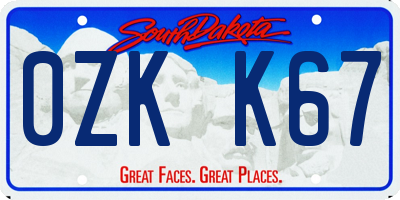 SD license plate 0ZKK67