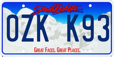 SD license plate 0ZKK93